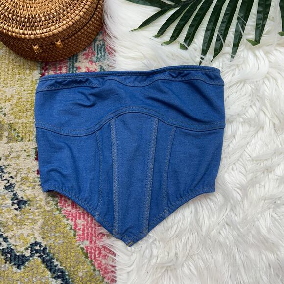 UO Urban Outfitters Out From Under Strapless Cropped Corset Crop Top Tank Small - Picture 1 of 5